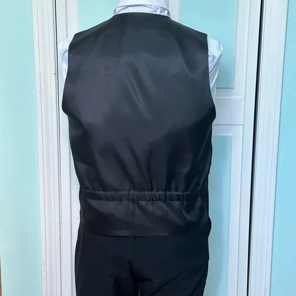 Apple Claret Red Satin Closed Back Vest Wedding Prom Men’s 4X 4XL Tall Long - Picture 2 of 4